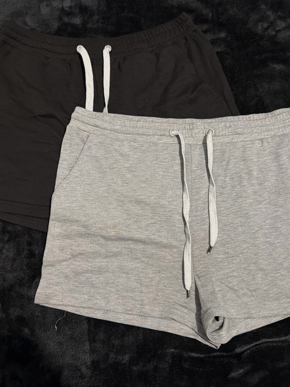 SHEIN Gray & Black Drawstring Athletic Shorts Set